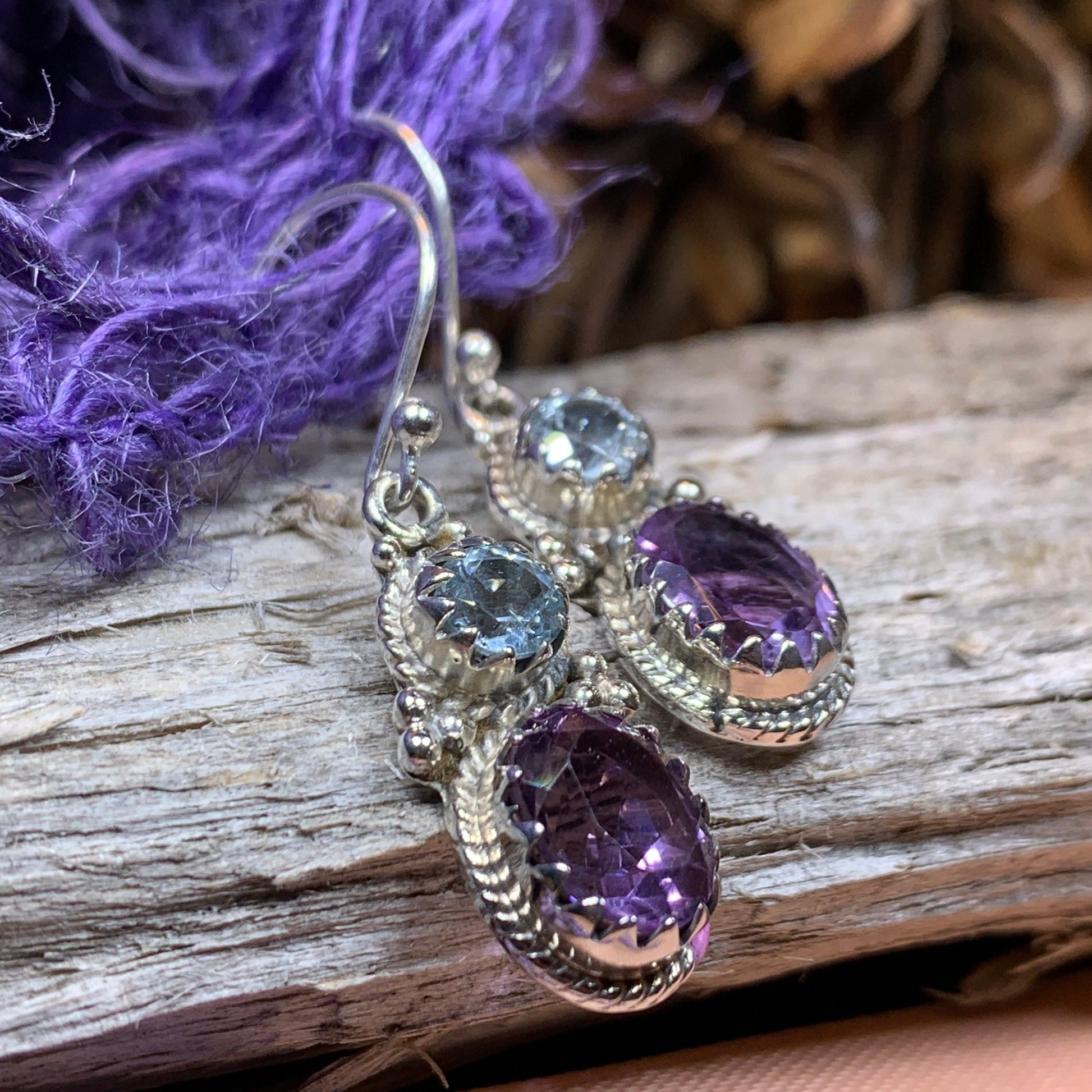 Amethyst Romance Earrings, Celtic Jewelry, Dangle Earrings, Goddess Jewelry, Boho Gift, Anniversary Gift, Silver Mom Gift, Purple Jewelry