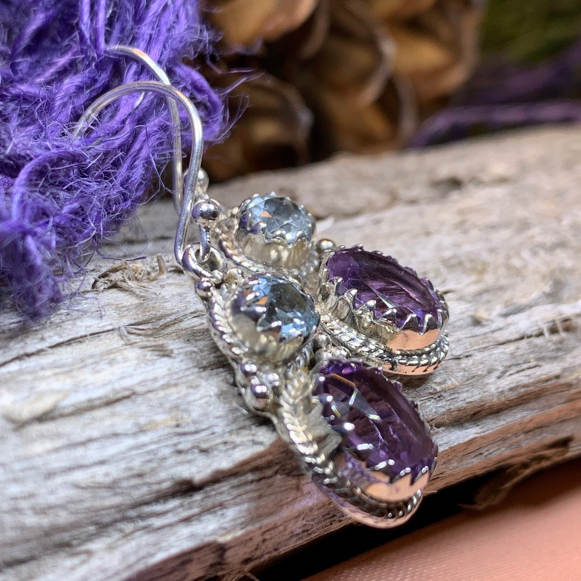 Amethyst Romance Earrings, Celtic Jewelry, Dangle Earrings, Goddess Jewelry, Boho Gift, Anniversary Gift, Silver Mom Gift, Purple Jewelry