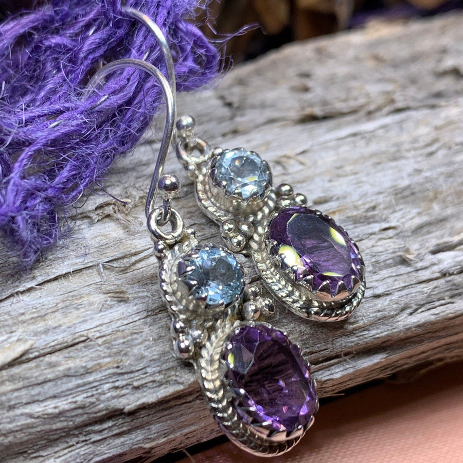 Amethyst Romance Earrings, Celtic Jewelry, Dangle Earrings, Goddess Jewelry, Boho Gift, Anniversary Gift, Silver Mom Gift, Purple Jewelry