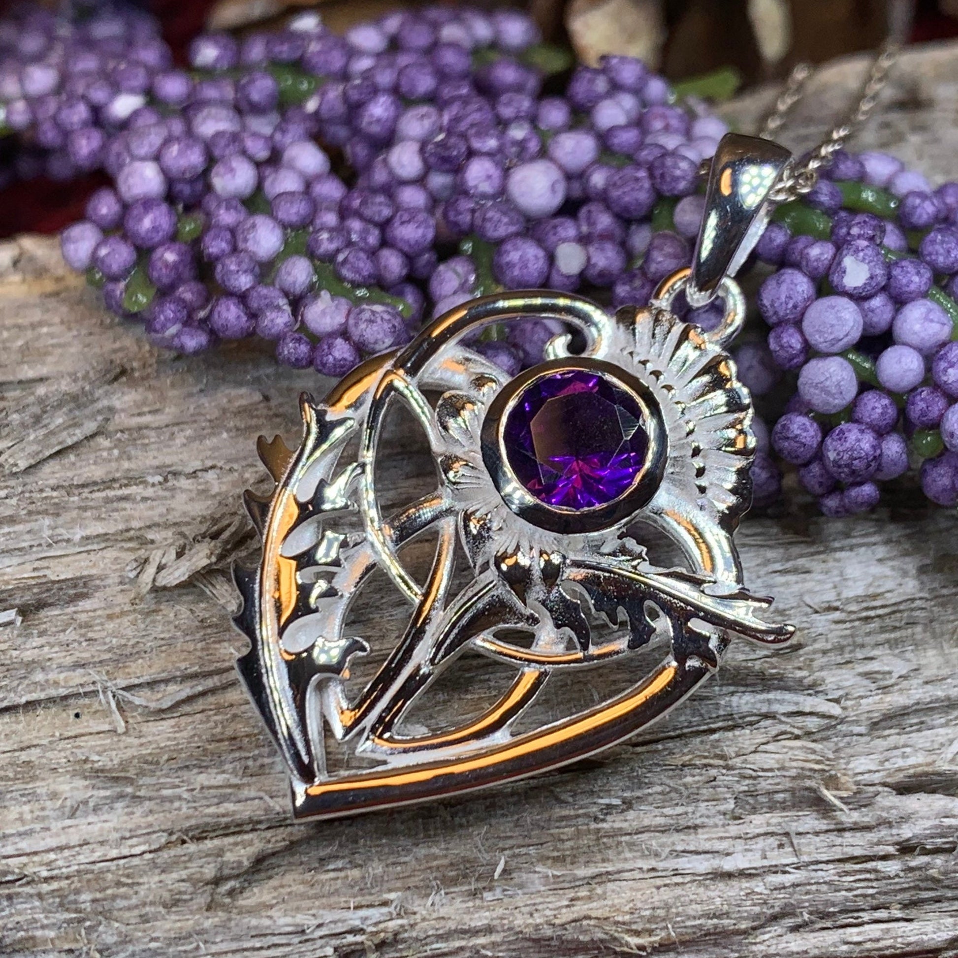Thistle Necklace, Celtic Jewelry, Scotland Jewelry, Wife Gift, Celtic Knot Jewelry, Outlander Jewelry, Anniversary Gift, Scottish Necklace