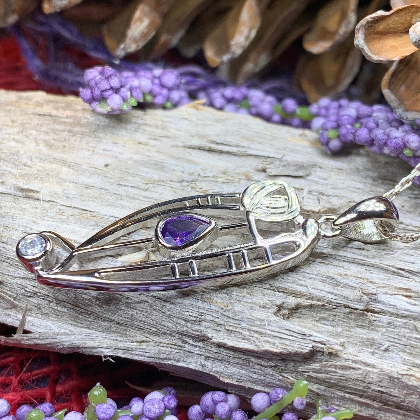 Mackintosh Necklace, Scottish Jewelry, Amethyst Pendant, Celtic Jewelry, Art Deco Pendant, Anniversary Gift, Scotland Necklace, Wife Gift