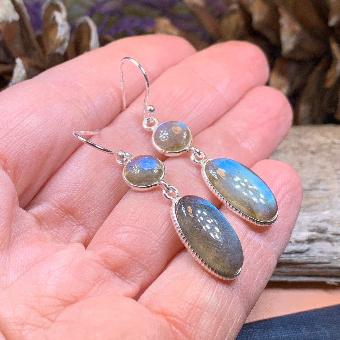 Labradorite Earrings, Dangle Earrings, Blue Labradorite Jewelry, Boho Jewelry, Mom Gift, Ireland Jewelry, Scotland Jewelry, Gift for Her