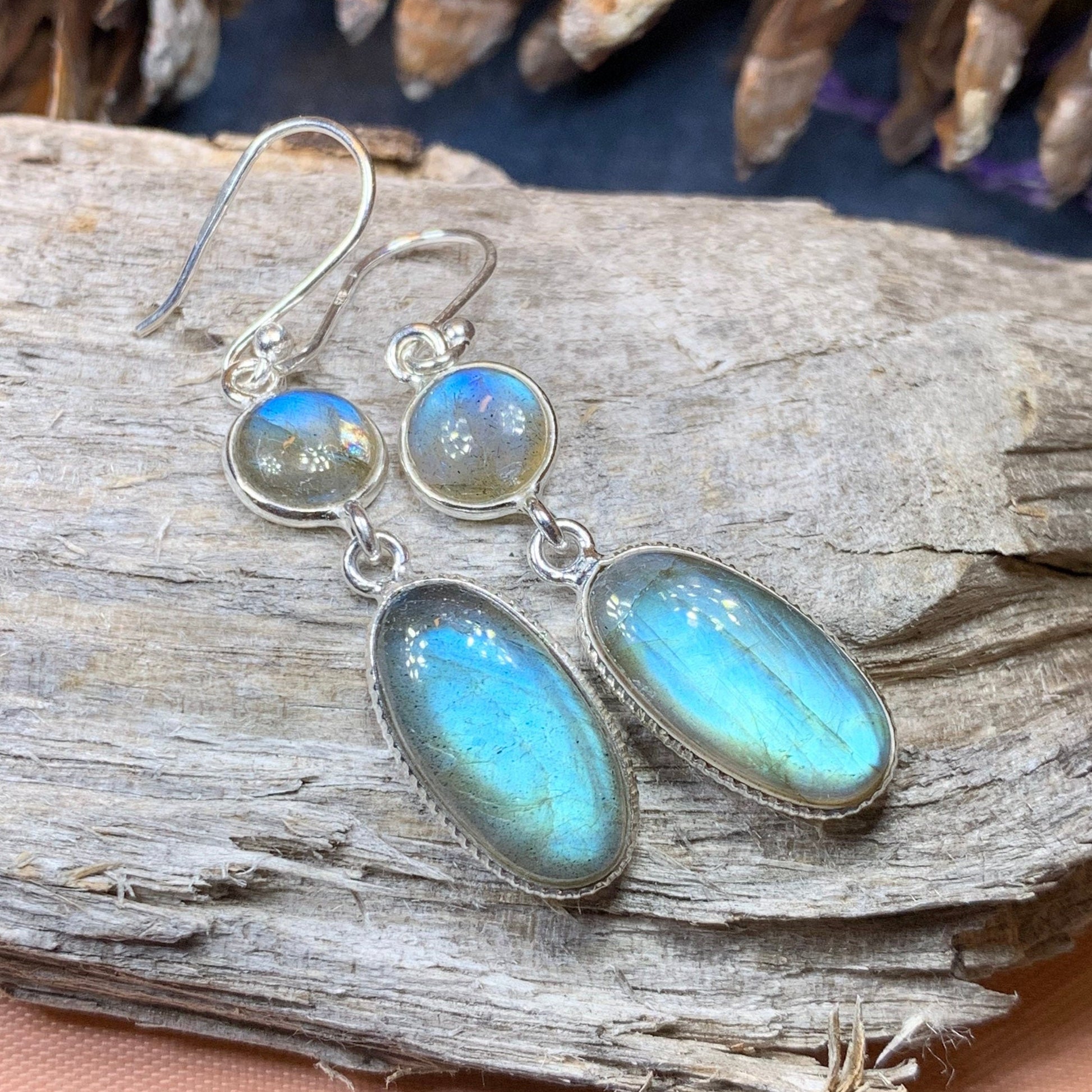 Labradorite Earrings, Dangle Earrings, Blue Labradorite Jewelry, Boho Jewelry, Mom Gift, Ireland Jewelry, Scotland Jewelry, Gift for Her