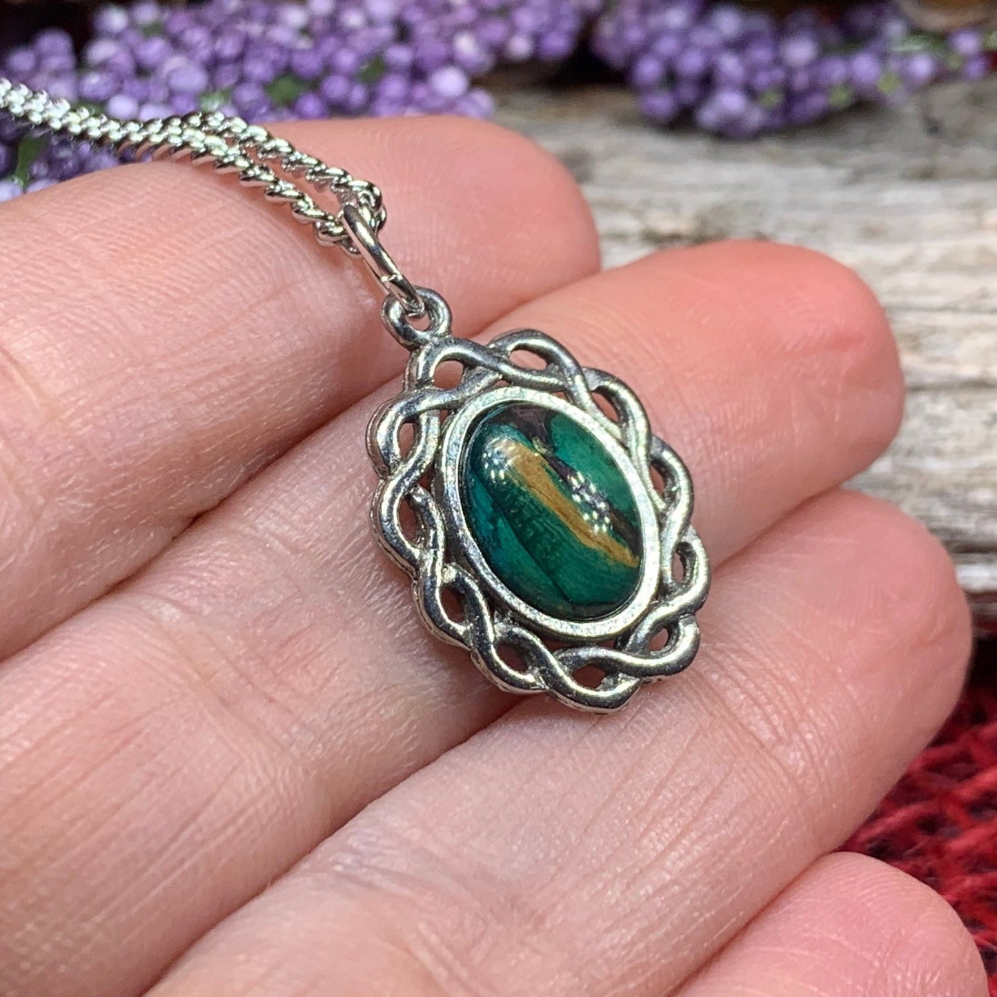 Celtic Necklace, Scotland Necklace, Heather Jewelry, Nature Necklace, Scottish Jewelry, Heathergem Gift, Graduation Gift, Anniversary Gift