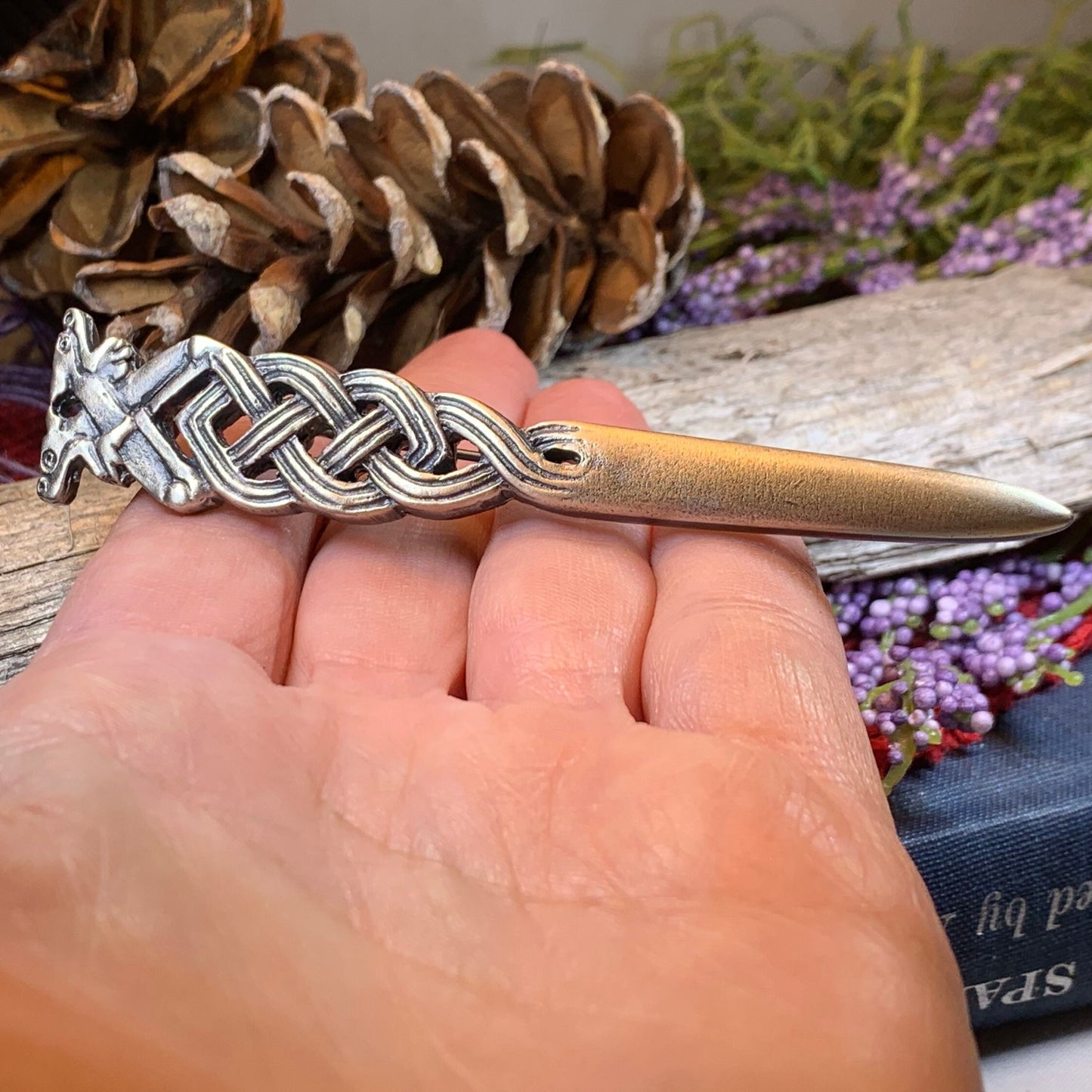 Celtic Double Wolf Kilt Pin - Handmade in Scotland — view 6