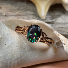 Load image into Gallery viewer, Scottish Twilight Celtic Ring, Celtic Ring, Scotland Ring, Topaz Ring, Trinity Knot Jewelry, Anniversary Gift, Cocktail Ring, Rose Gold Ring
