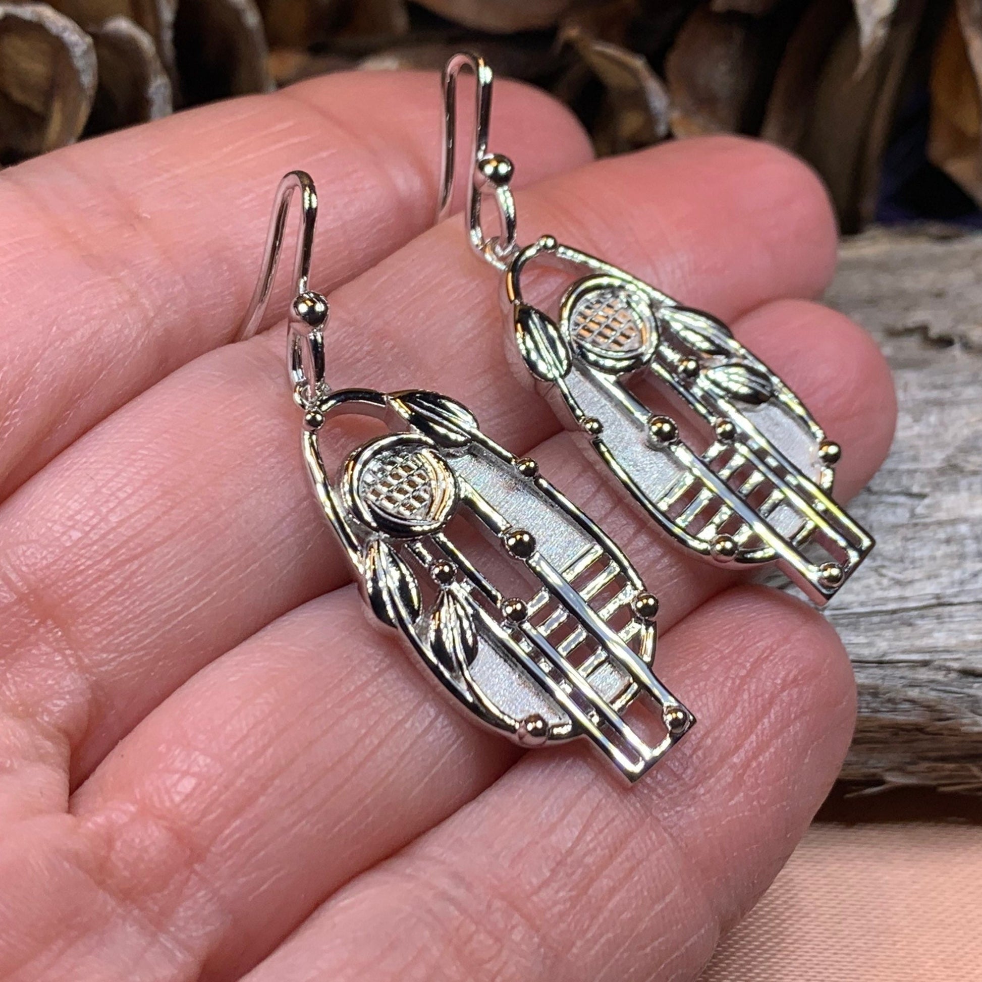Mackintosh Earrings, Scotland Jewelry, Scottish Jewelry, Art Deco Jewelry, Anniversary Gift, Flower Earrings, Nature Jewelry, Amethyst Gift