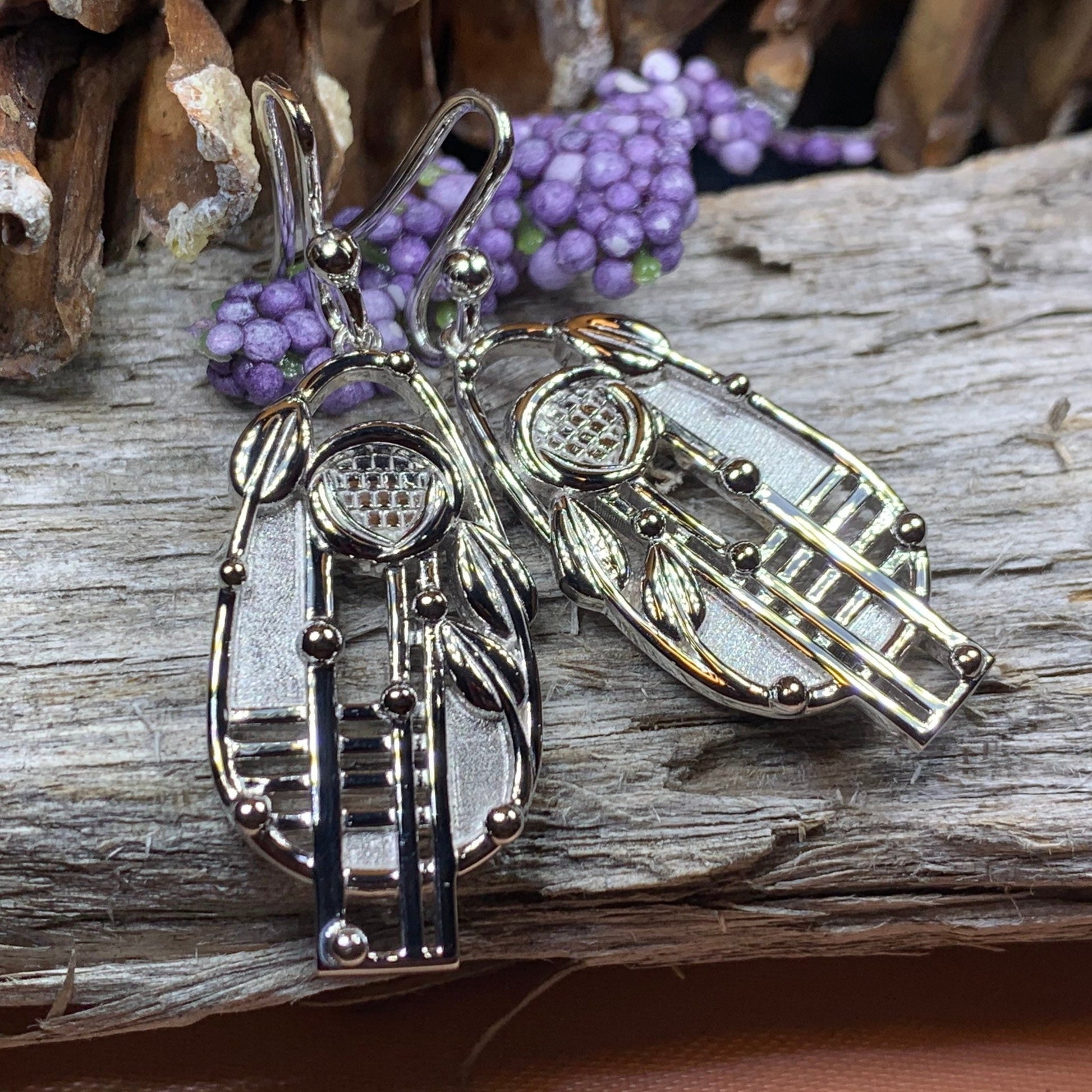 Mackintosh Earrings, Scotland Jewelry, Scottish Jewelry, Art Deco Jewelry, Anniversary Gift, Flower Earrings, Nature Jewelry, Amethyst Gift