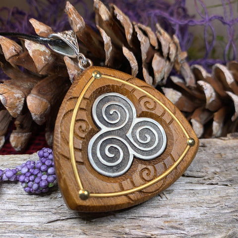 Load image into Gallery viewer, Triple Spiral Necklace, Celtic Necklace, Irish Jewelry, Norse Jewelry, Scotland Jewelry, Anniversary Gift, Boho Jewelry, Mom Gift, Wife Gift

