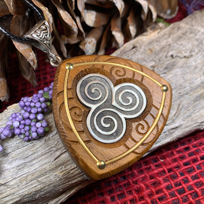 Triple Spiral Necklace, Celtic Necklace, Irish Jewelry, Norse Jewelry, Scotland Jewelry, Anniversary Gift, Boho Jewelry, Mom Gift, Wife Gift