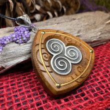 Load image into Gallery viewer, Triple Spiral Necklace, Celtic Necklace, Irish Jewelry, Norse Jewelry, Scotland Jewelry, Anniversary Gift, Boho Jewelry, Mom Gift, Wife Gift
