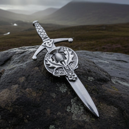 Thistle Kilt Pin, Sword Pin, Scottish Brooch, Scotland Jewelry, Celtic Pin, Tartan Pin, Thistle Jewelry, Groom Gift, Dad Gift, Bagpiper Gift