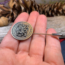 Load image into Gallery viewer, Dragon Stick Pin, Welsh Jewelry, Celtic Stick Pin, Bride Pin, Wales Lapel Pin, Groom Gift, Pewter Gift, Wedding Jewelry, Tie Tac Pin
