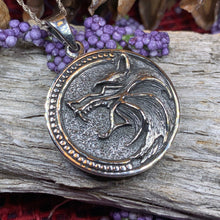 Load image into Gallery viewer, Wolf Necklace, Celtic Jewelry, Norse Jewelry, Pagan Jewelry, Viking Jewelry, Animal Jewelry, Lone Wolf Gift, Direwolf Jewelry, Dad Gift
