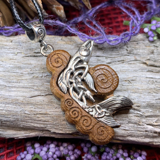 Salmon of Knowledge Necklace, Celtic Necklace, Irish Jewelry, Norse Jewelry, Fish Jewelry, Anniversary Gift, Boho Jewelry, Ireland Gift