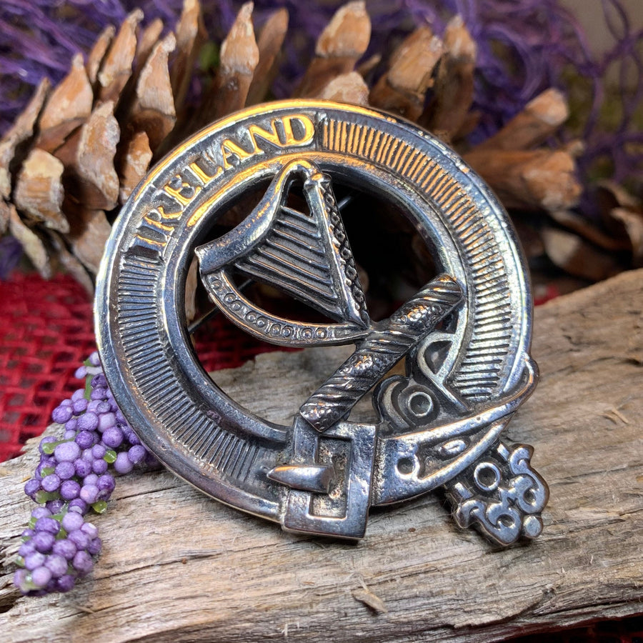 Irish Harp Brooch, Celtic Jewelry, Irish Pin, Harp Brooch, Ireland Brooch, Anniversary Gift, Cap Badge Pin, Bagpiper Gift, Plaid Pin