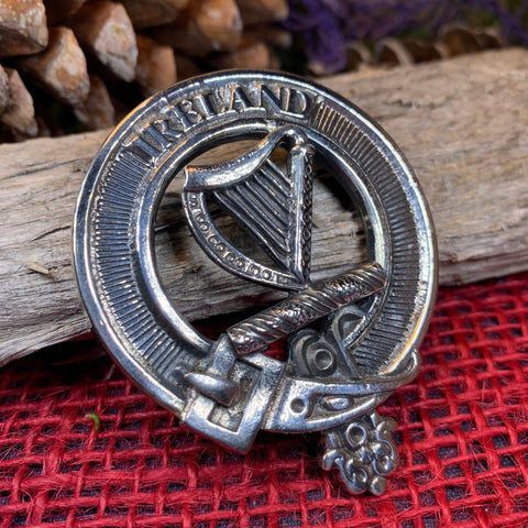 Load image into Gallery viewer, Irish Harp Brooch, Celtic Jewelry, Irish Pin, Harp Brooch, Ireland Brooch, Anniversary Gift, Cap Badge Pin, Bagpiper Gift, Plaid Pin
