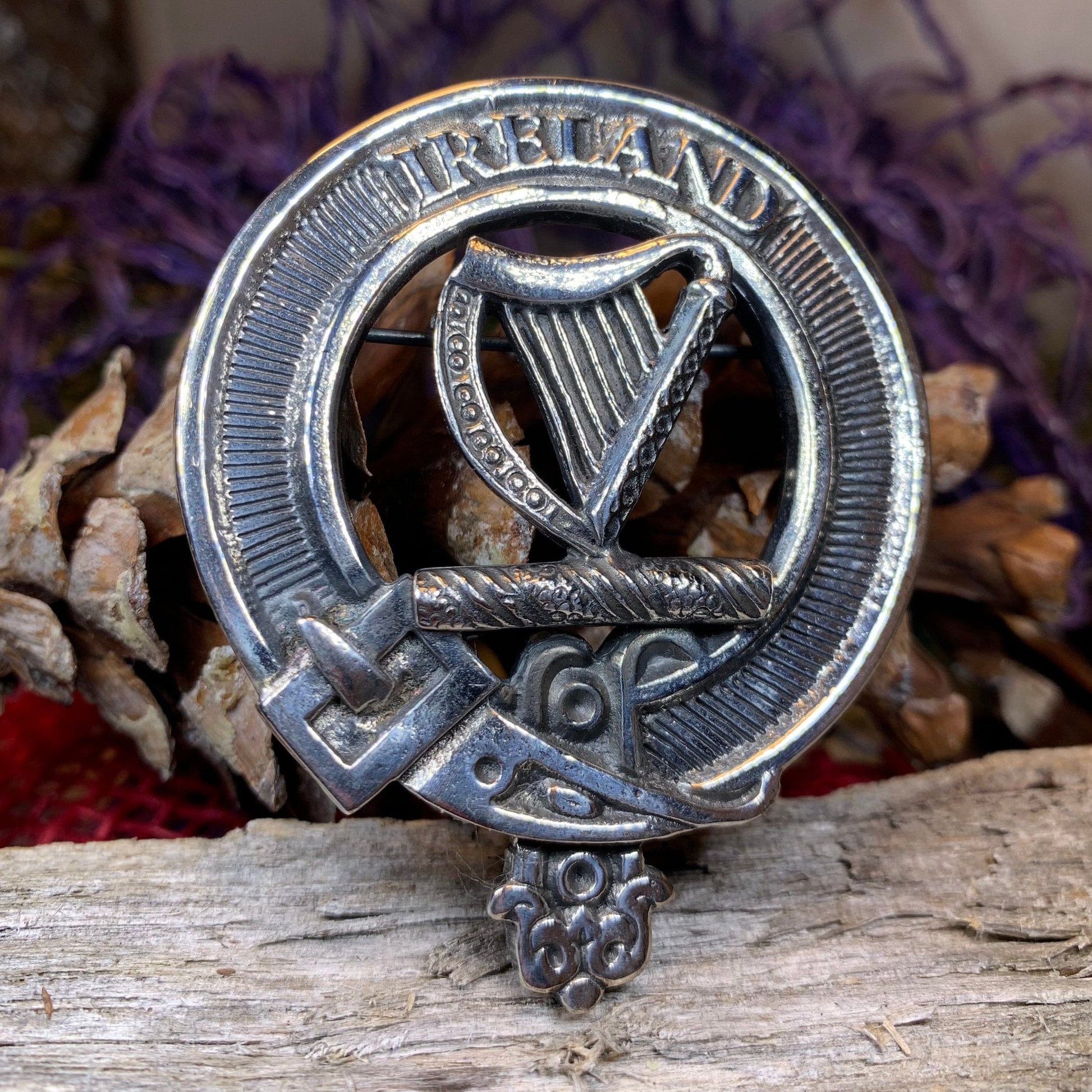 Irish Harp Brooch, Celtic Jewelry, Irish Pin, Harp Brooch, Ireland Brooch, Anniversary Gift, Cap Badge Pin, Bagpiper Gift, Plaid Pin