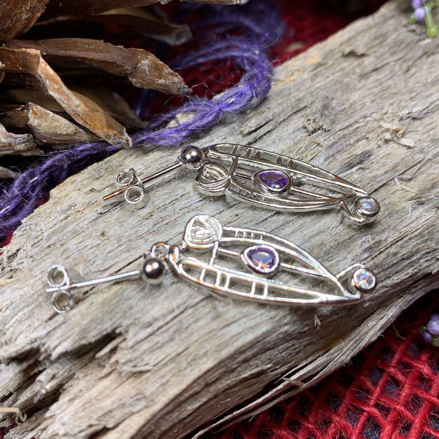 Mackintosh Earrings, Scotland Jewelry, Scottish Jewelry, Art Deco Jewelry, Anniversary Gift, Flower Earrings, Nature Jewelry, Peridot Gift