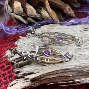 Mackintosh Earrings, Scotland Jewelry, Scottish Jewelry, Art Deco Jewelry, Anniversary Gift, Flower Earrings, Nature Jewelry, Peridot Gift