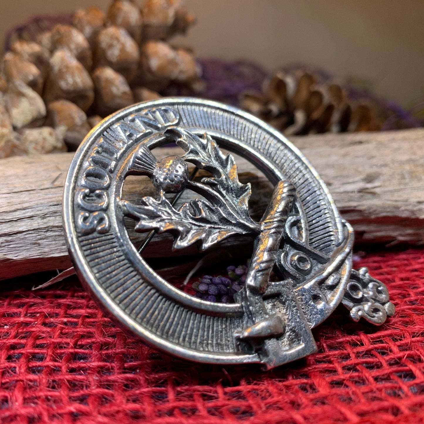 Thistle Brooch, Celtic Jewelry, Scottish Pin, Scotland Brooch, Celtic Brooch, Anniversary Gift, Cap Badge Pin, Bagpiper Gift, Plaid Pin