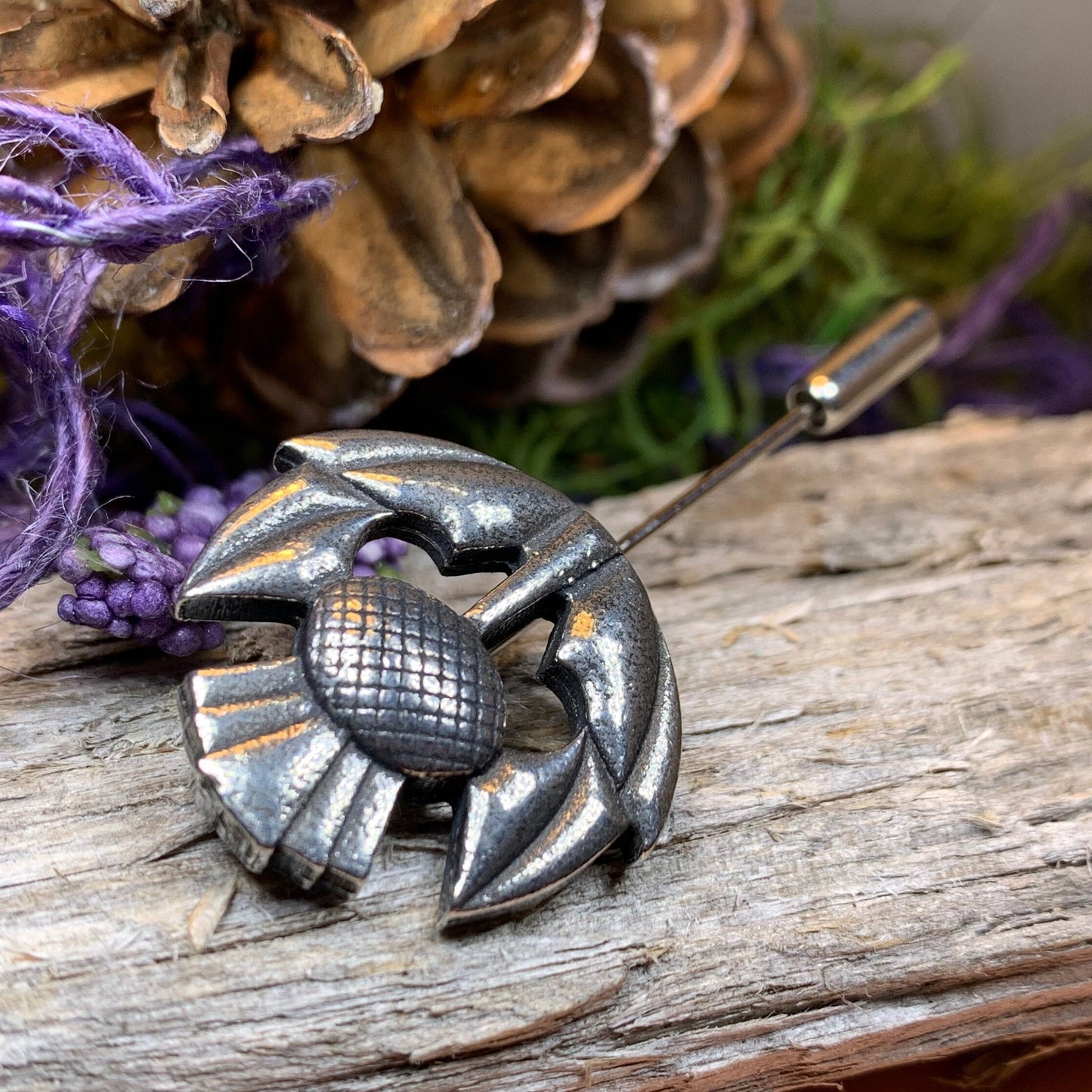 Thistle Stick Pin, Scottish Jewelry, Lapel Pin, Celtic Pin, Outlander Jewelry, Groom Gift, Scotland Gift, Wedding Jewelry, Tie Tac Pin