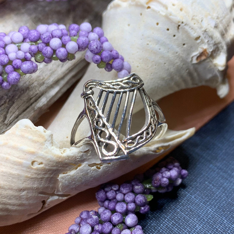 Harp Ring, Celtic Jewelry, Irish Jewelry, Harp Jewelry, Ireland Gift, Irish Dance Gift, Anniversary Gift, Music Jewelry, Silver Celtic Ring