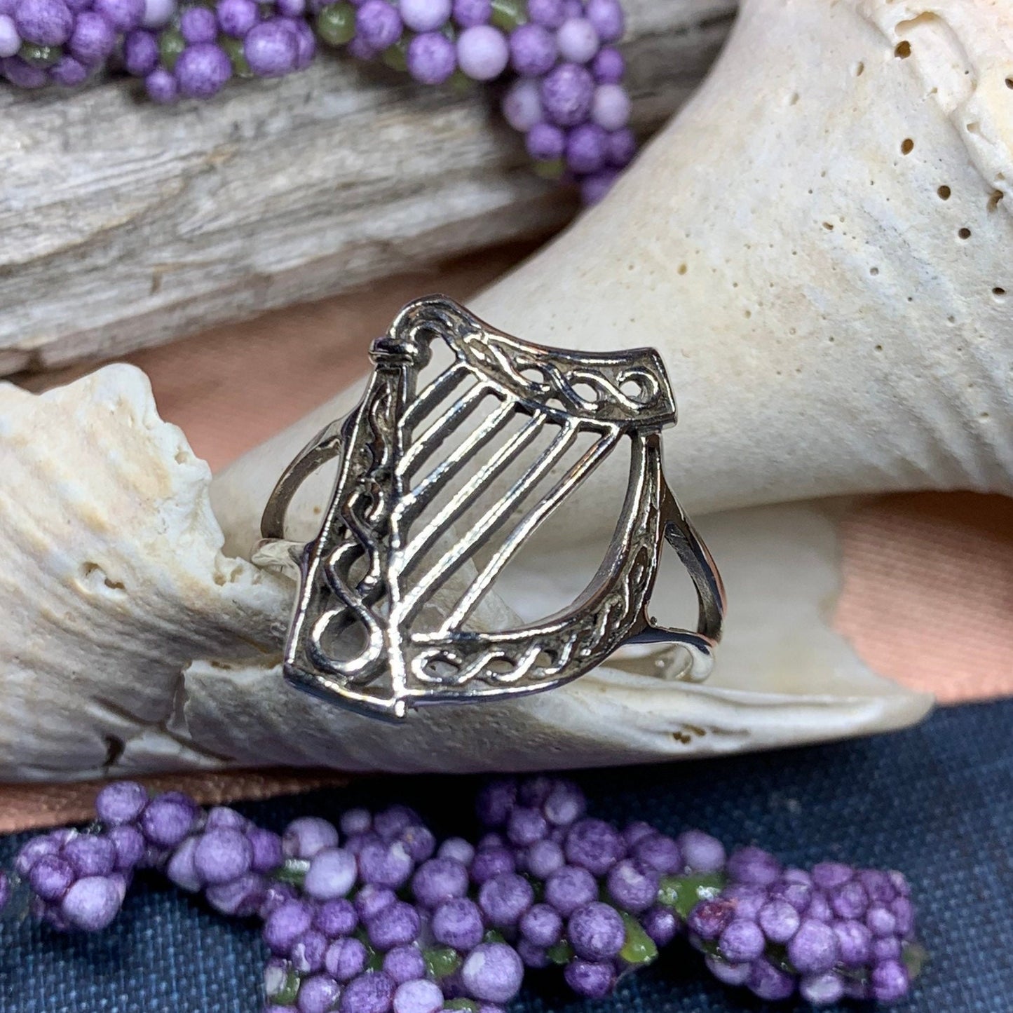 Harp Ring, Celtic Jewelry, Irish Jewelry, Harp Jewelry, Ireland Gift, Irish Dance Gift, Anniversary Gift, Music Jewelry, Silver Celtic Ring