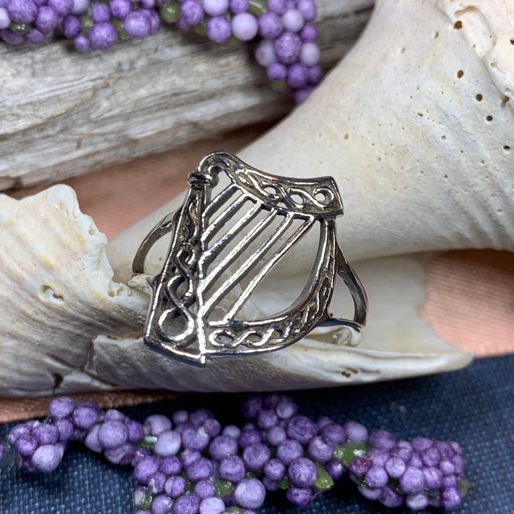 Harp Ring, Celtic Jewelry, Irish Jewelry, Harp Jewelry, Ireland Gift, Irish Dance Gift, Anniversary Gift, Music Jewelry, Silver Celtic Ring