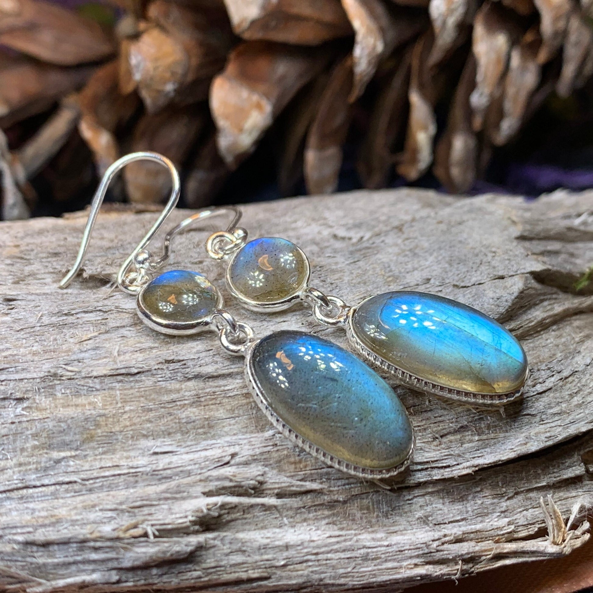 Labradorite Earrings, Dangle Earrings, Blue Labradorite Jewelry, Boho Jewelry, Mom Gift, Ireland Jewelry, Scotland Jewelry, Gift for Her