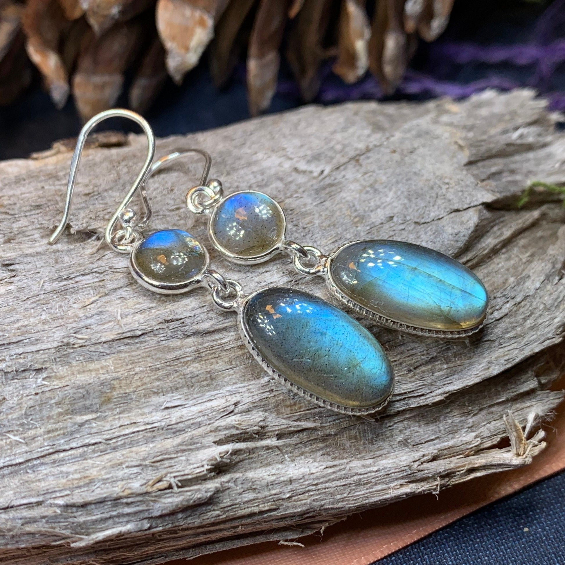 Labradorite Earrings, Dangle Earrings, Blue Labradorite Jewelry, Boho Jewelry, Mom Gift, Ireland Jewelry, Scotland Jewelry, Gift for Her