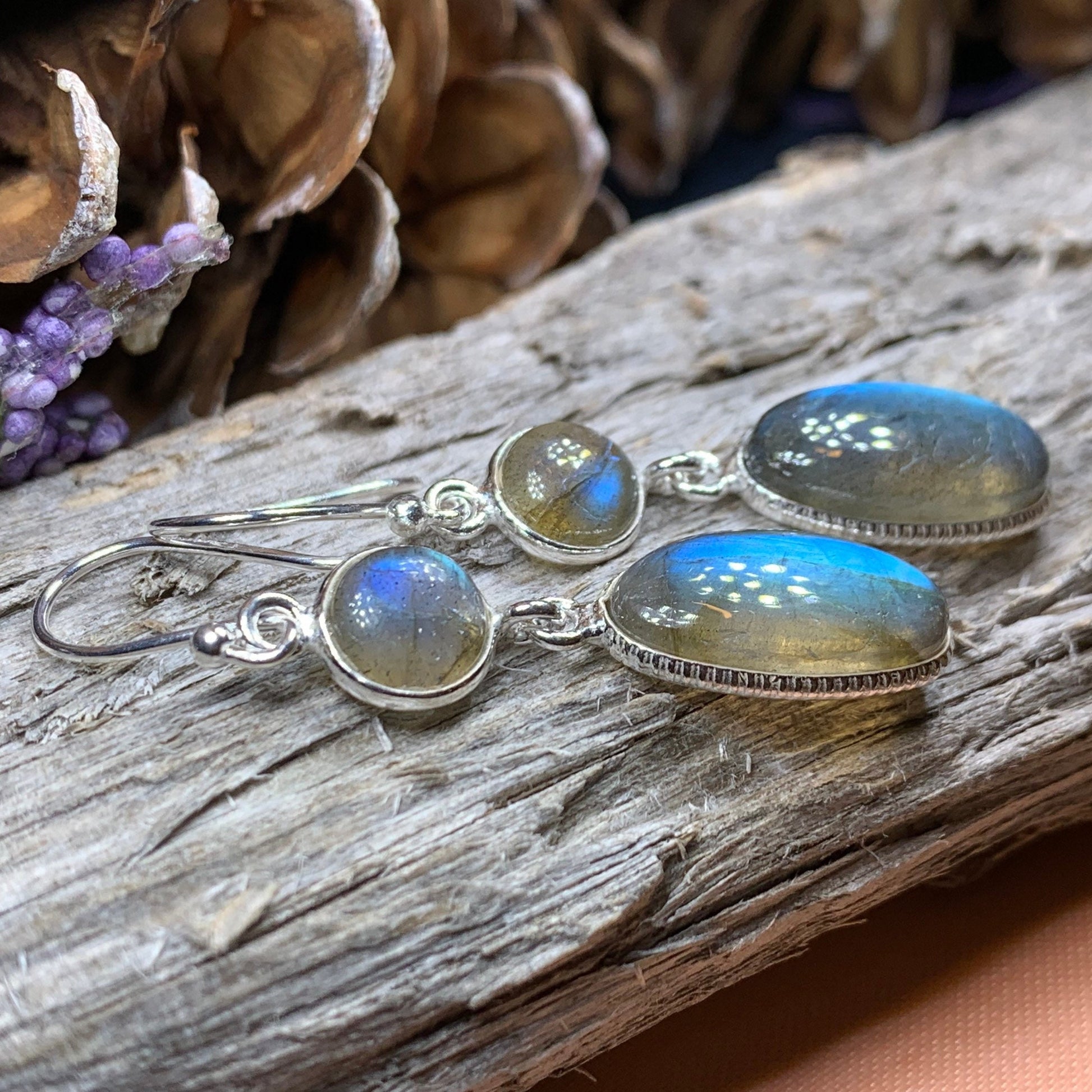 Labradorite Earrings, Dangle Earrings, Blue Labradorite Jewelry, Boho Jewelry, Mom Gift, Ireland Jewelry, Scotland Jewelry, Gift for Her