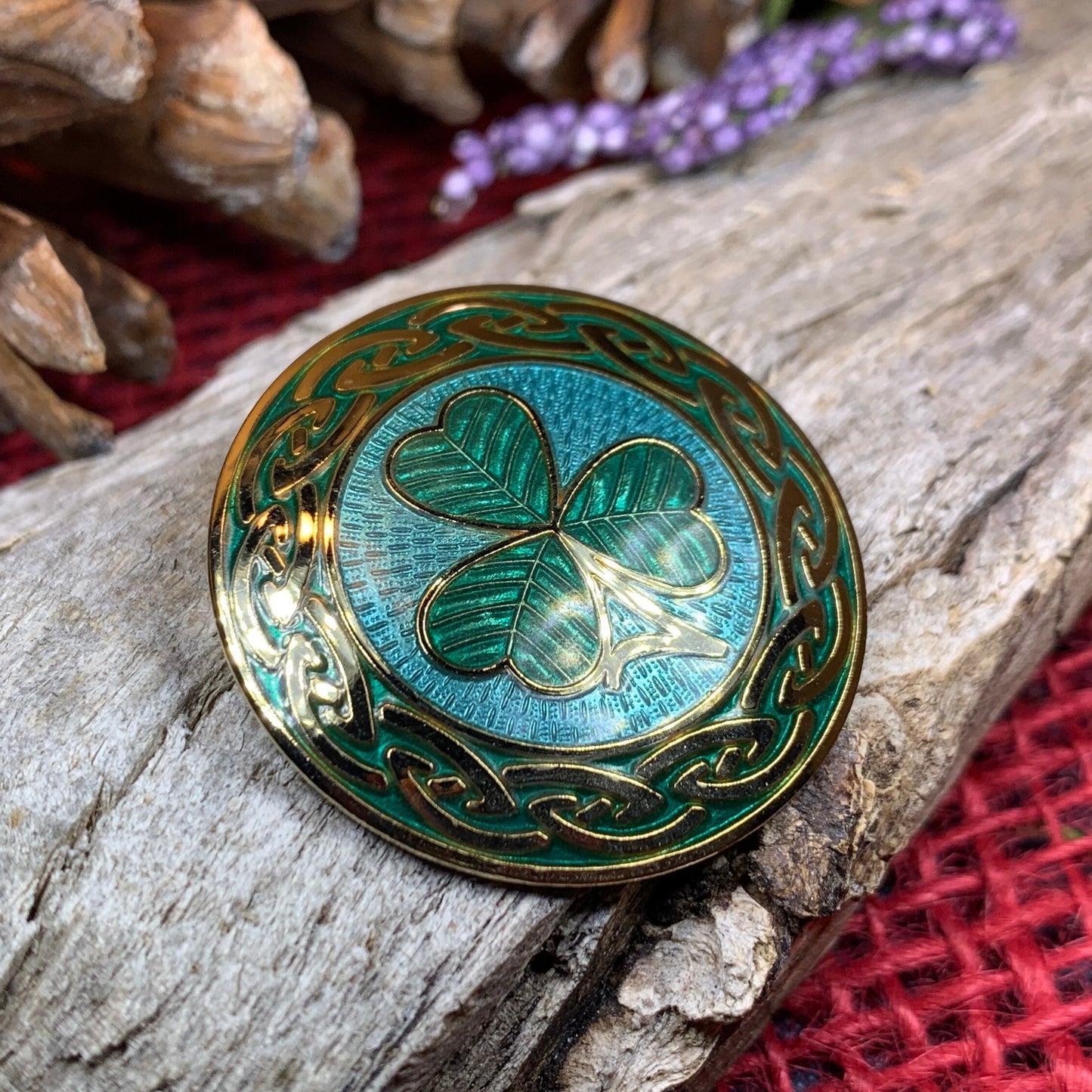 Celtic Shamrock Brooch, Shamrock Jewelry, Irish Brooch, Scarf Pin, Coat Pin, Enamel Jewelry, Irish Jewelry, Ireland Pin, Mom Gift, Lapel Pin