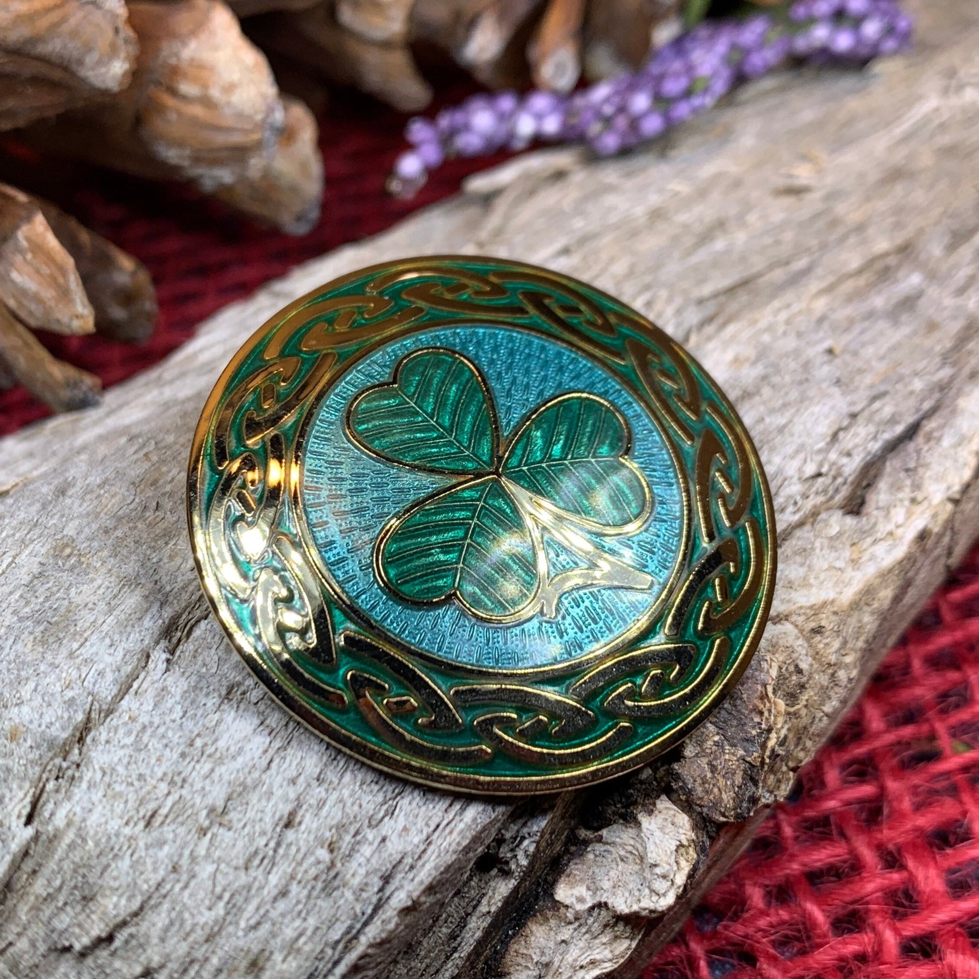 Celtic Shamrock Brooch, Shamrock Jewelry, Irish Brooch, Scarf Pin, Coat Pin, Enamel Jewelry, Irish Jewelry, Ireland Pin, Mom Gift, Lapel Pin