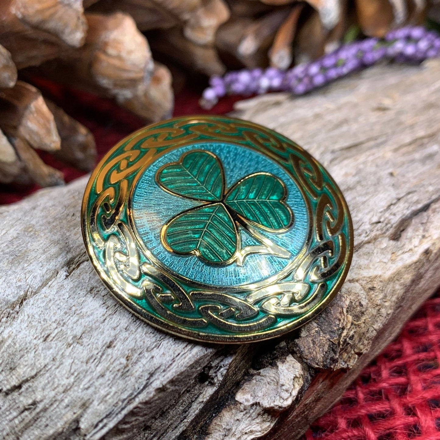 Celtic Shamrock Brooch, Shamrock Jewelry, Irish Brooch, Scarf Pin, Coat Pin, Enamel Jewelry, Irish Jewelry, Ireland Pin, Mom Gift, Lapel Pin