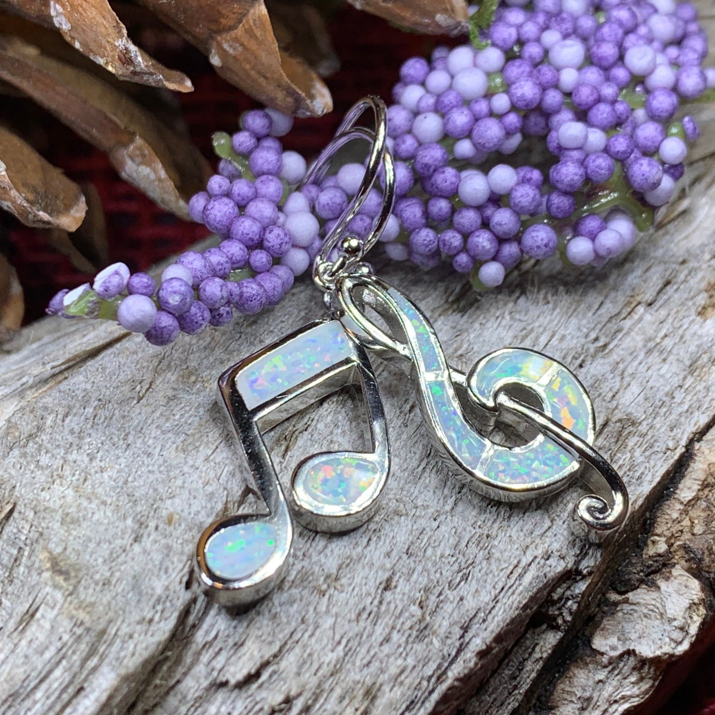 Music Earrings, Music Note Jewelry, G Clef Jewelry, Opal Jewelry, Anniversary Gift, Music Teacher Gift, Music Jewelry, Choir Gift, Band Gift