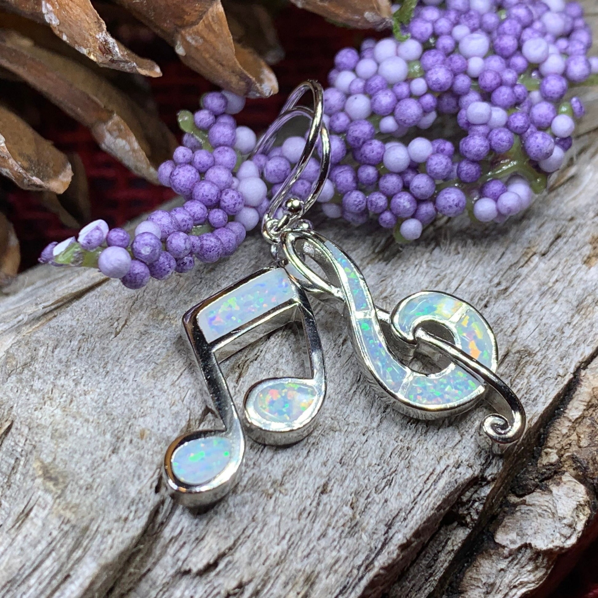 Music Earrings, Music Note Jewelry, G Clef Jewelry, Opal Jewelry, Anniversary Gift, Music Teacher Gift, Music Jewelry, Choir Gift, Band Gift