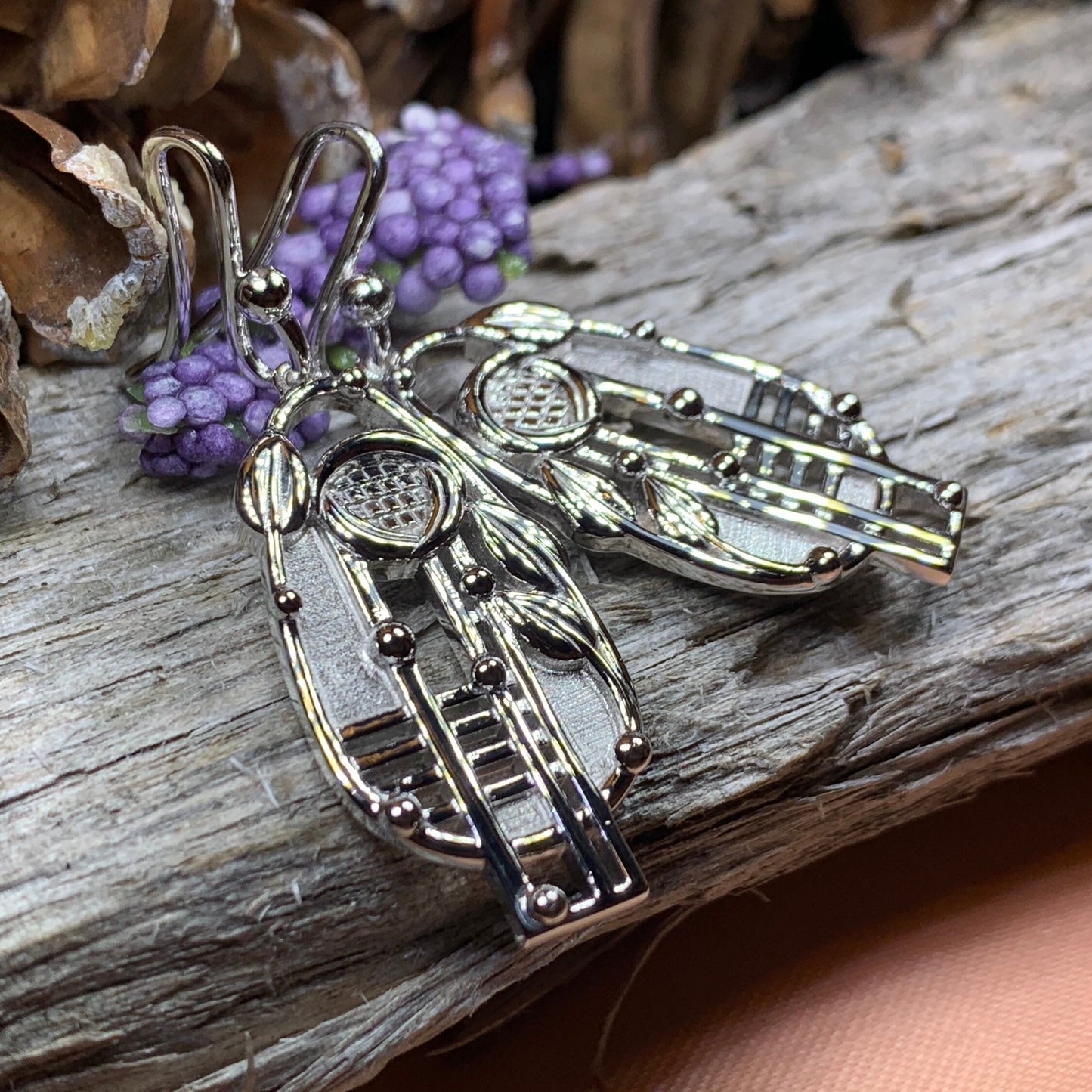 Mackintosh Earrings, Scotland Jewelry, Scottish Jewelry, Art Deco Jewelry, Anniversary Gift, Flower Earrings, Nature Jewelry, Amethyst Gift