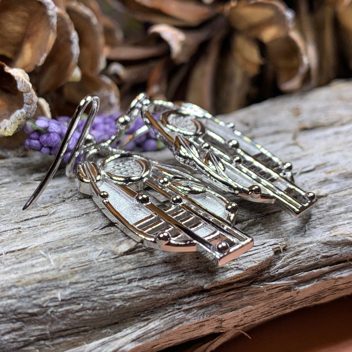 Mackintosh Earrings, Scotland Jewelry, Scottish Jewelry, Art Deco Jewelry, Anniversary Gift, Flower Earrings, Nature Jewelry, Amethyst Gift