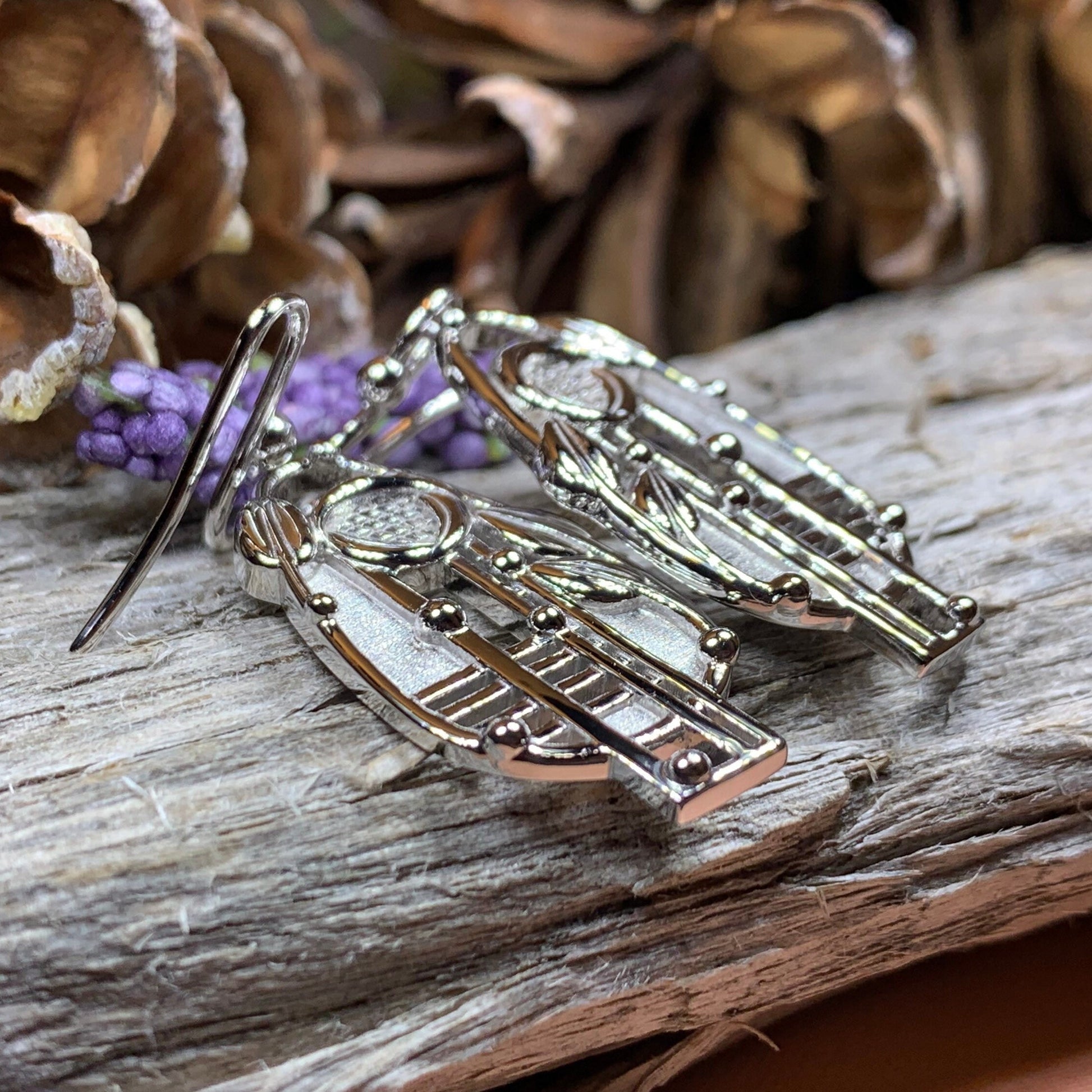 Mackintosh Earrings, Scotland Jewelry, Scottish Jewelry, Art Deco Jewelry, Anniversary Gift, Flower Earrings, Nature Jewelry, Amethyst Gift