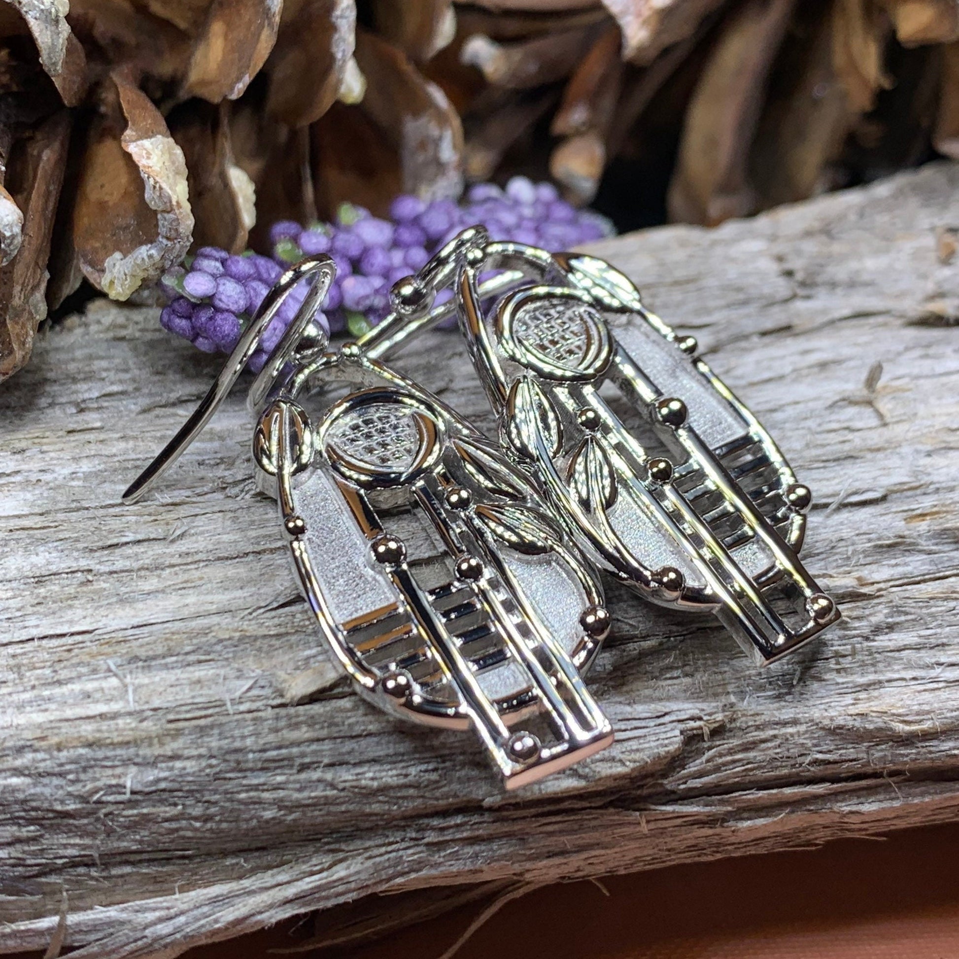 Mackintosh Earrings, Scotland Jewelry, Scottish Jewelry, Art Deco Jewelry, Anniversary Gift, Flower Earrings, Nature Jewelry, Amethyst Gift