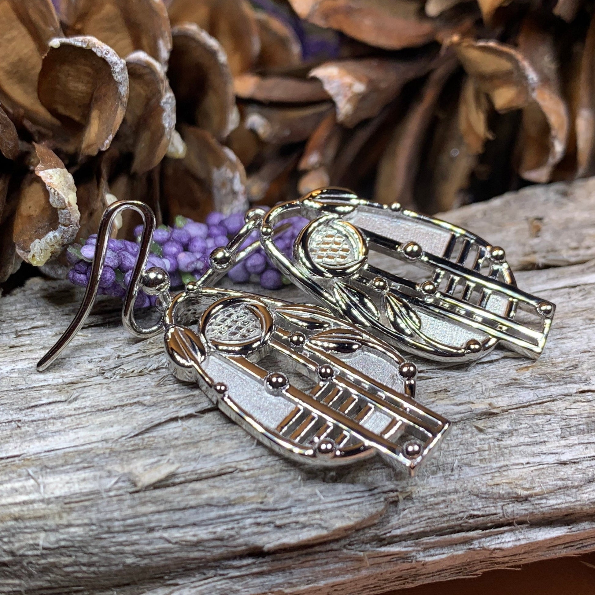 Mackintosh Earrings, Scotland Jewelry, Scottish Jewelry, Art Deco Jewelry, Anniversary Gift, Flower Earrings, Nature Jewelry, Amethyst Gift