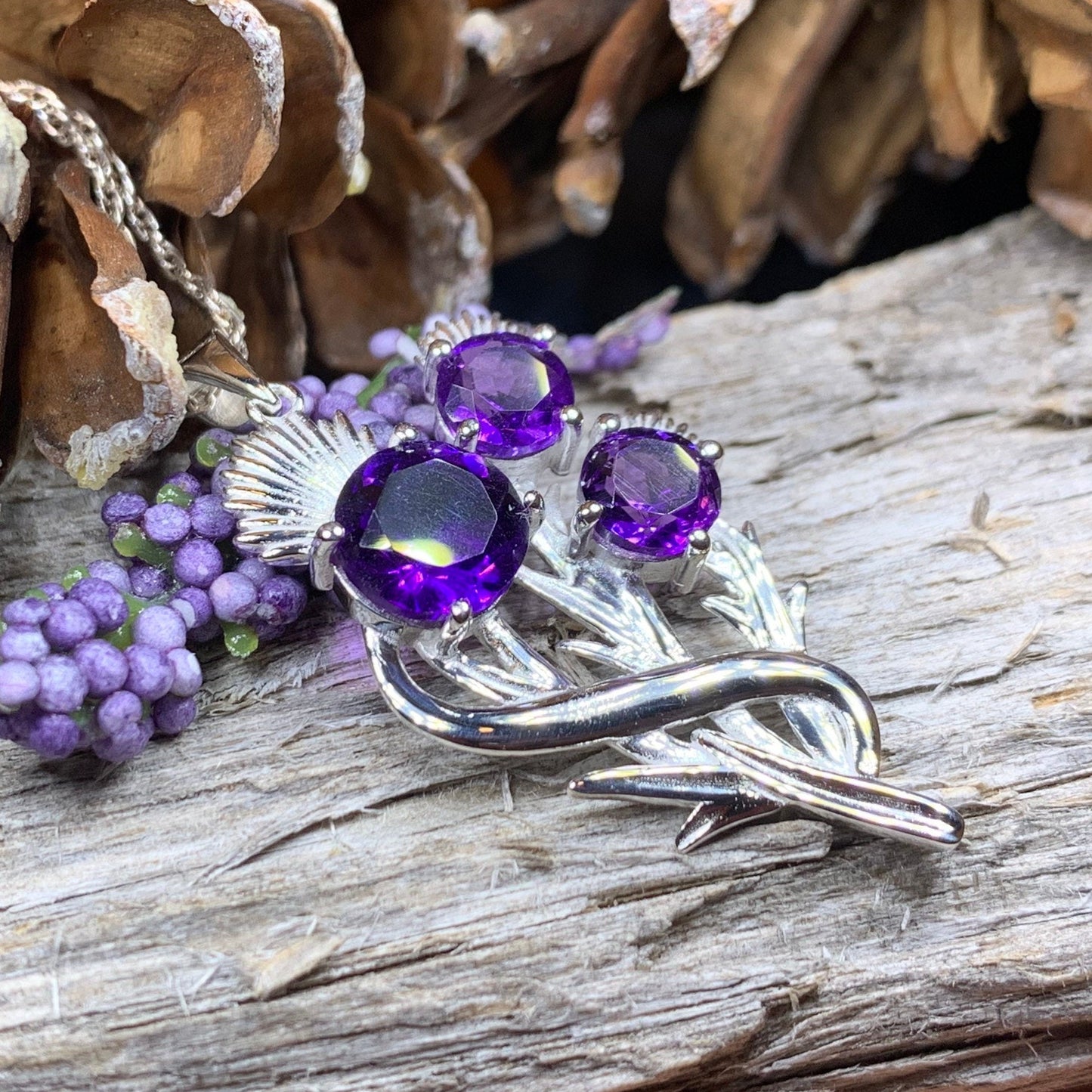 Thistle Necklace, Celtic Jewelry, Scotland Jewelry, Wife Gift, Celtic Knot Jewelry, Outlander Jewelry, Anniversary Gift, Scottish Necklace