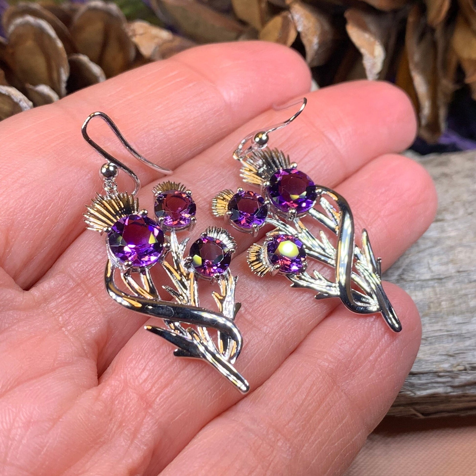 Thistle Earrings, Celtic Jewelry, Scotland Jewelry, Outlander Jewelry, Girlfriend Gift, Sister Gift, Mom Gift, Nature Jewelry, Wife Gift