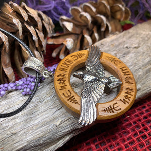 Raven Necklace, Celtic Necklace, Viking Jewelry, Norse Jewelry, Scotland Jewelry, Anniversary Gift, Boho Jewelry, Runic Pendant, Pagan Gift