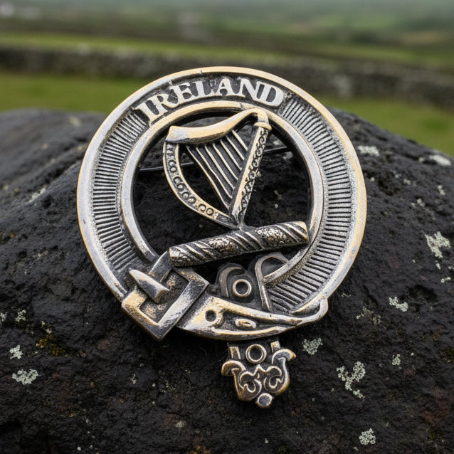 Irish Harp Brooch, Celtic Jewelry, Irish Pin, Harp Brooch, Ireland Brooch, Anniversary Gift, Cap Badge Pin, Bagpiper Gift, Plaid Pin