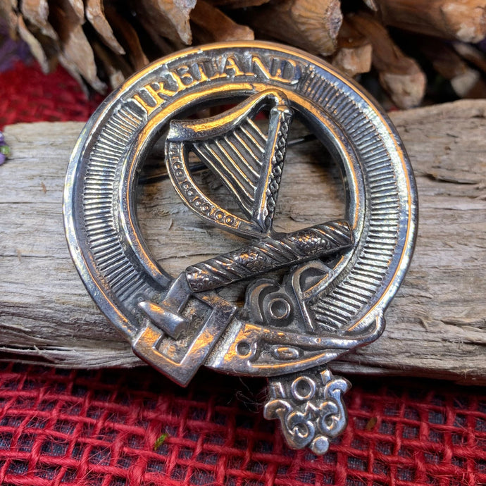 Irish Harp Brooch, Celtic Jewelry, Irish Pin, Harp Brooch, Ireland Brooch, Anniversary Gift, Cap Badge Pin, Bagpiper Gift, Plaid Pin