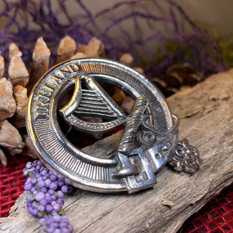 Load image into Gallery viewer, Irish Harp Brooch, Celtic Jewelry, Irish Pin, Harp Brooch, Ireland Brooch, Anniversary Gift, Cap Badge Pin, Bagpiper Gift, Plaid Pin
