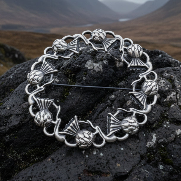 Thistle Brooch, Celtic Jewelry, Scottish Pin, Scotland Brooch, Celtic Brooch, Anniversary Gift, Cap Badge Pin, Bagpiper Gift, Plaid Pin