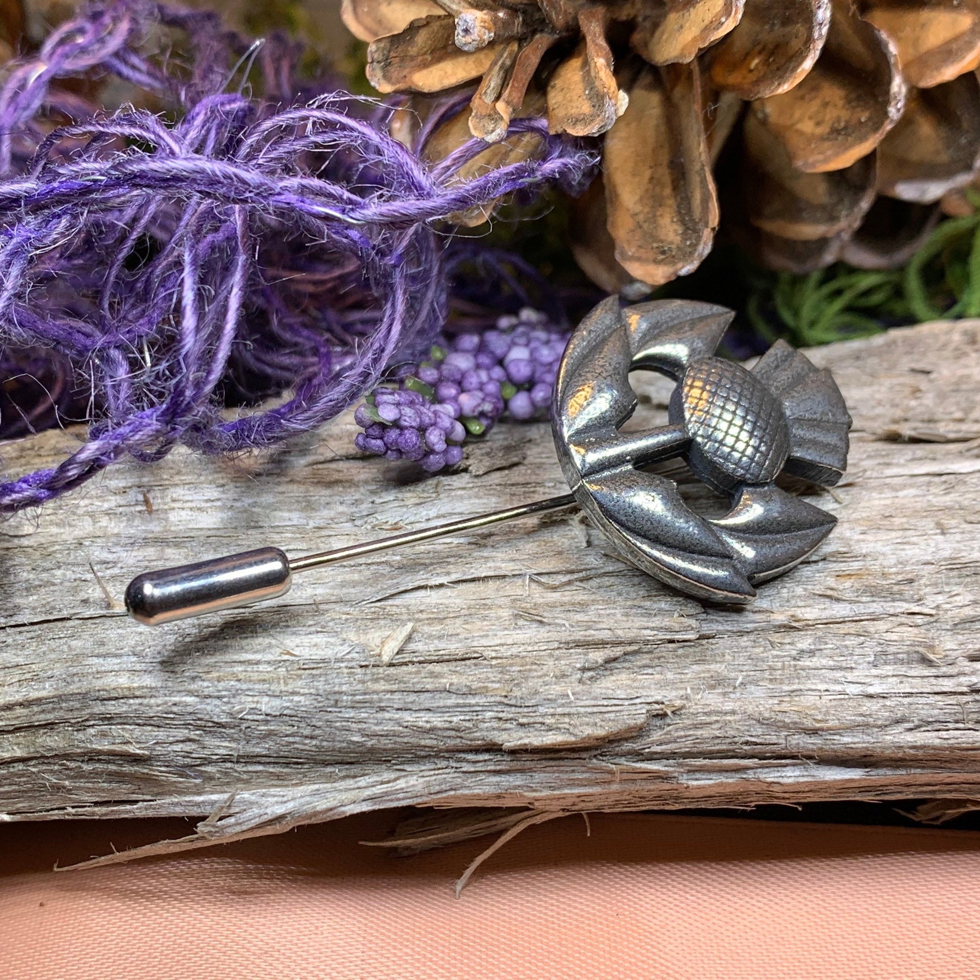 Thistle Stick Pin, Scottish Jewelry, Lapel Pin, Celtic Pin, Outlander Jewelry, Groom Gift, Scotland Gift, Wedding Jewelry, Tie Tac Pin